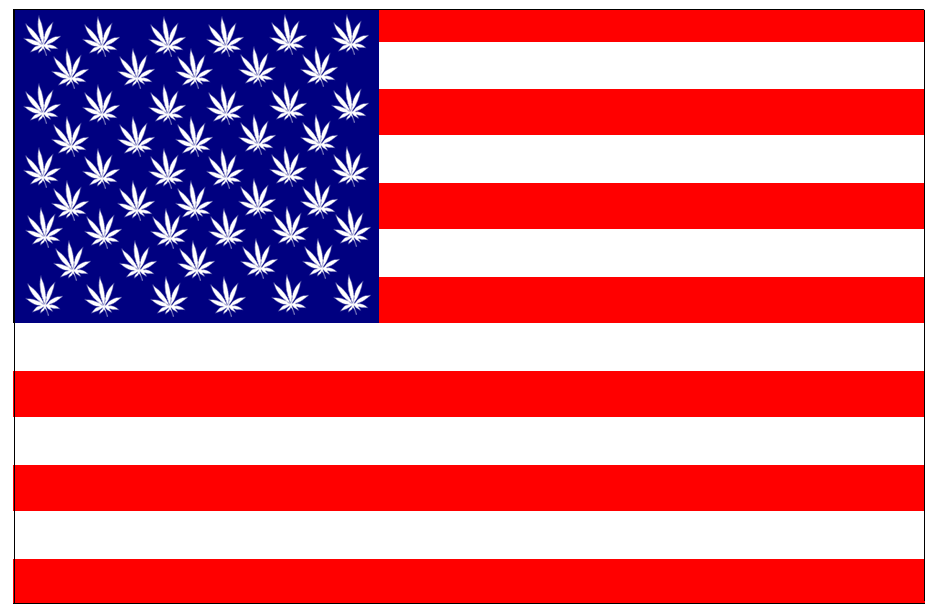 Stars and stripes marijuana leaf